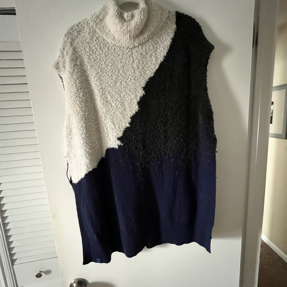 Colorblock Turtleneck Sweater - Black, White, and Navy
